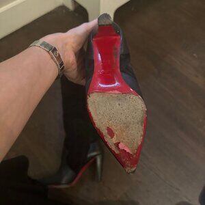 santia botta mixed leather red sole boots